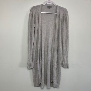 Joseph A Long Length Light Grey Open Front Cardigan Size M